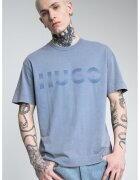 HUGO Tricou cu decolteu la baza gatului si imprimeu logo - Albastru inchis