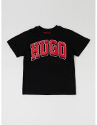 HUGO Tricou cu imprimeu logo - Negru/Rosu inchis