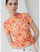 HUGO Tricou cu model floral Dastoria - Galben/Roz