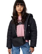 HUGO Tricou de bumbac cu imprimeu logo - Negru/Roz pastel/Argintiu
