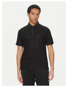 HUGO Tricou polo barbati negru - bumbac