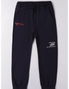 Ido Pantaloni de trening cu imprimeu text - Albastru ultramarin