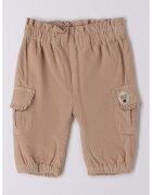 Ido Pantaloni din reiat cu talie elastica - Maro deschis