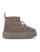 Inuikii Ghete pull-on de piele intoarsa cu talpa plata Classic - Maro taupe