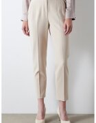 Ipekyol Pantaloni crop cu croiala conica - Alb fildes