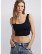 Ipekyol Top crop cu decolteu patrat - Negru