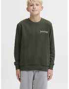 Jack & Jones Bluza de trening cu imprimeu pe partea din spate si decolteu la baza gatului - Verde inchis