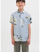 Jack & Jones Camasa cu maneci scurte si model floral - Alb/Albastru azur