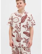 Jack & Jones Camasa cu maneci scurte - Visiniu/Alb murdar