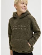 Jack & Jones Hanorac din fleece cu logo brodat - Kaki