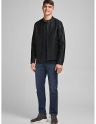 Jack & Jones Jacheta de piele ecologica cu guler scurt - Negru