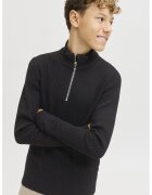 Jack & Jones Pulover din bumbac cu fermoar scurt - Negru