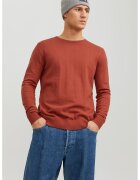 Jack & Jones Pulover tricotat fin cu decolteu la baza gatului - Caramiziu