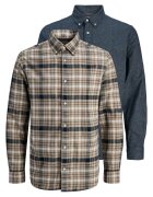 Jack & Jones Set camasi barbati bej/ bleumarin - bumbac