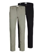 Jack & Jones Set de pantaloni chino slim fit Marco - 2 perechi - Negru/Kaki