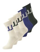 Jack & Jones Set de sosete lungi cu imprimeu logo - 5 perechi - Negru/Albastru/Crem