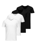 Jack & Jones Set de tricouri cu decolteu in V Basic - 4 piese - Alb/Negru
