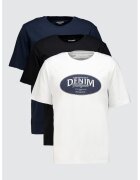 Jack & Jones Set de tricouri din bumbac organic cu imprimeu - 3 piese - Negru stins/Alb optic/Bleumarin