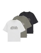 Jack & Jones Set de tricouri regular fit cu imprimeu text - 3 piese - Alb/Negru/Kaki