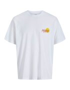 Jack & Jones Tricou cu decolteu la baza gatului si imprimeu - Alb/Albastru