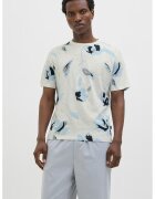 Jack & Jones Tricou cu decolteu la baza gatului si imprimeu - Albastru ultramarin/Alb murdar/Albastru deschis