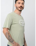 Jack & Jones Tricou cu imprimeu frontal si decolteu la baza gatului York - Alb/Verde deschis