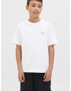 Jack & Jones Tricou cu imprimeu si decolteu la baza gatului - Alb/Portocaliu/Albastru