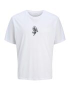 Jack & Jones Tricou cu imprimeu si decolteu la baza gatului - Negru stins/Alb optic