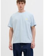 Jack & Jones Tricou din amestec de bumbac organic cu decolteu la baza gatului - Galben/Albastru azur