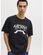 Jack & Jones Tricou din bumbac organic cu decolteu la baza gatului - Gri antracit