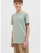 Jack & Jones Tricou lejer de bumbac cu model grafic pe spate - Alb/Verde pal