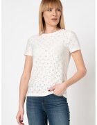 JDY Tricou cu perforatii Cathinka - Alb