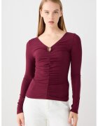 JIMMY KEY Bluza slim fit cu drapaj frontal - Visiniu