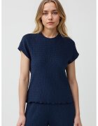 JIMMY KEY Bluza texturata cu maneci scurte - Bleumarin