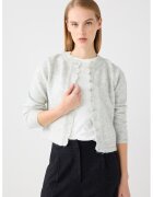 JIMMY KEY Cardigan slim fit cu terminatie valurita - Gri melange