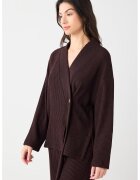 JIMMY KEY Cardigan striat cu decolteu in V - Maro inchis