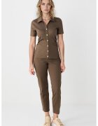 JIMMY KEY Pantaloni crop eleganti cu model uni - Maro deschis