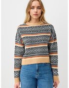 JIMMY KEY Pulover cu model geometric - Alb/Negru/Bej