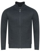 JSTYLE Pulover barbati - gri inchis - 100% poliester - model clasic cu guler pe jumatate