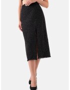 Just Like You Fusta midi cu slit lateral - Negru