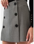 Just Like You Fusta mini cu model houndstooth - Negru/Alb murdar