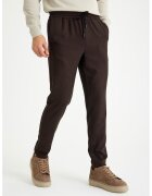 Just Like You Pantaloni cu model houndstooth si snur in talie - Maro inchis/Negru