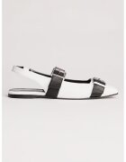 Karl Lagerfeld Balerini slingback din piele - Alb/Negru