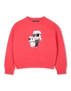 KARL LAGERFELD KIDS Bluza de trening cu imprimeu logo si decolteu la baza gatului - Coral