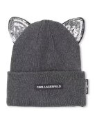 KARL LAGERFELD KIDS Caciula din amestec de bumbac cu logo - Argintiu/Gri inchis