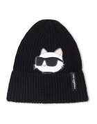 KARL LAGERFELD KIDS Caciula striata cu logo - Alb/Negru