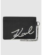 Karl Lagerfeld Portofel din piele cu logo metalic - Negru/Argintiu