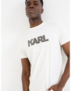 Karl Lagerfeld Tricou din bumbac cu logo - Alb fildes/Maro