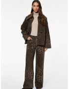 KOTON Blugi cu model animal print si talie inalta - Maro inchis