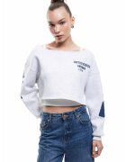 KOTON Bluza de trening crop cu croiala lejera - Albastru inchis/Gri melange